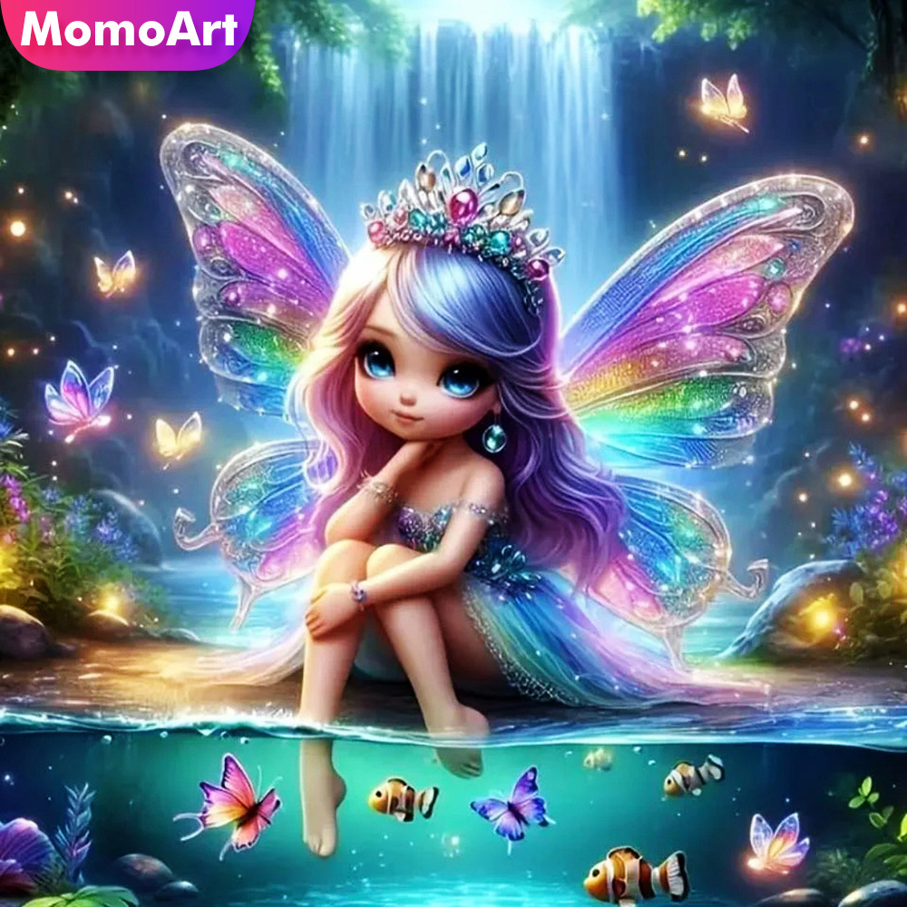 Embroidery Uae - Momoart Girl Diamond Mosaic Portrait New