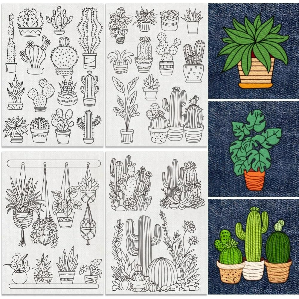 30Pcs Bonsai Cactus Embroidery - Water Soluble Stabilizer ulasan dan harga