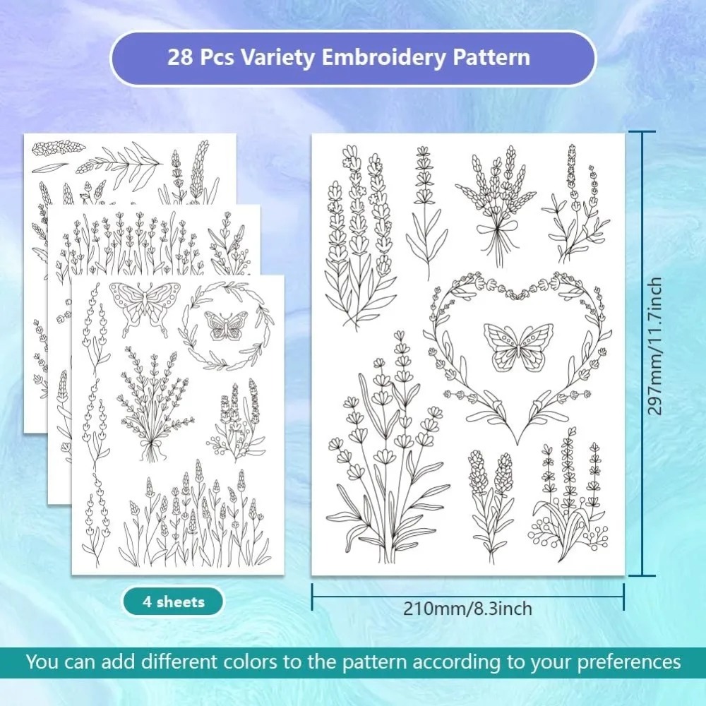 4 Sheets Lavender Flower Butte - Water Soluble Stabilizer ulasan dan harga