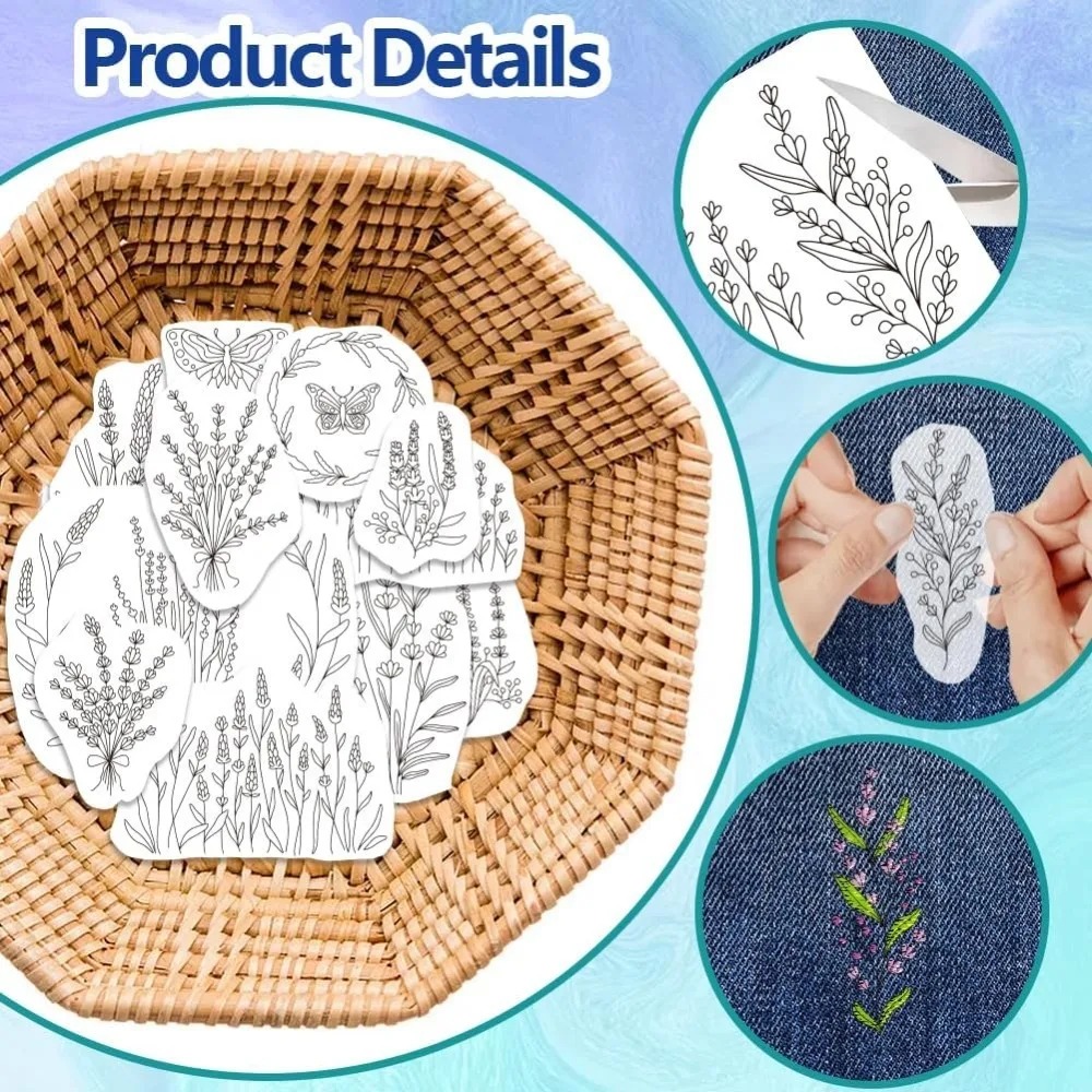 4 Sheets Lavender Flower Butte - Water Soluble Stabilizer ulasan dan harga