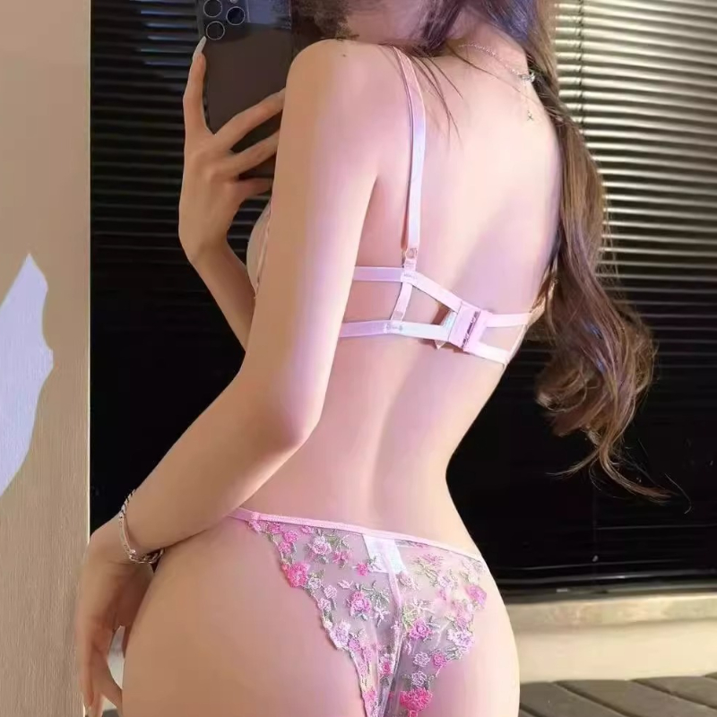 Pink Floral Embroidered Bra Se - Embroidery Uk ulasan dan harga