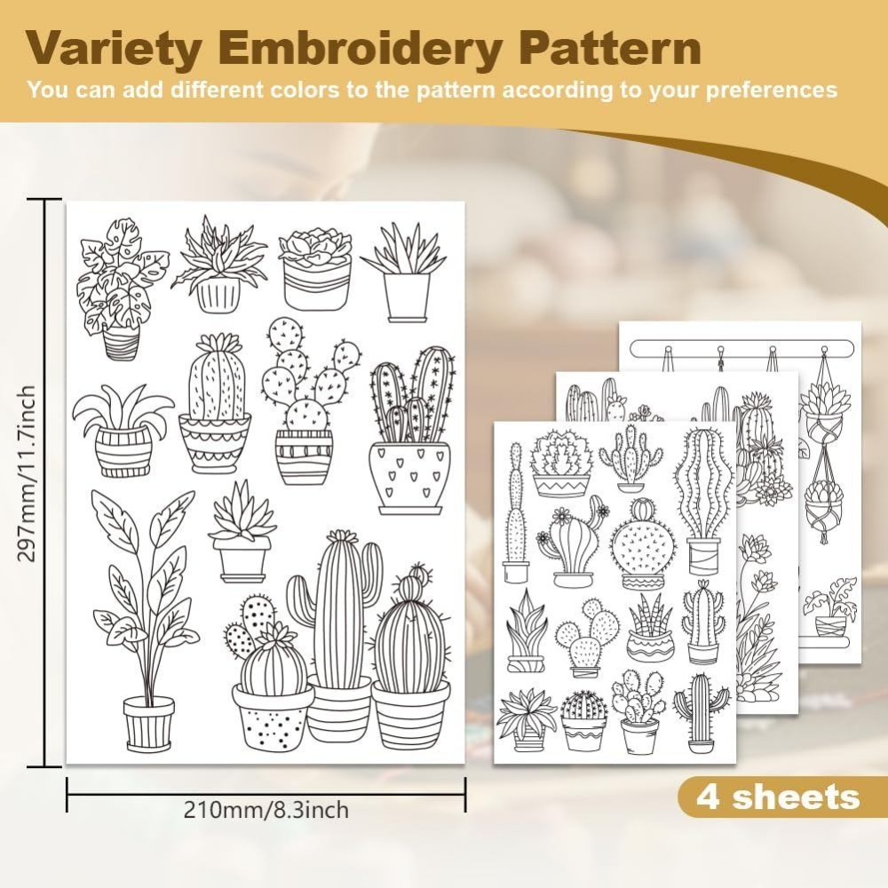 30Pcs Bonsai Cactus Embroidery - Water Soluble Stabilizer ulasan dan harga