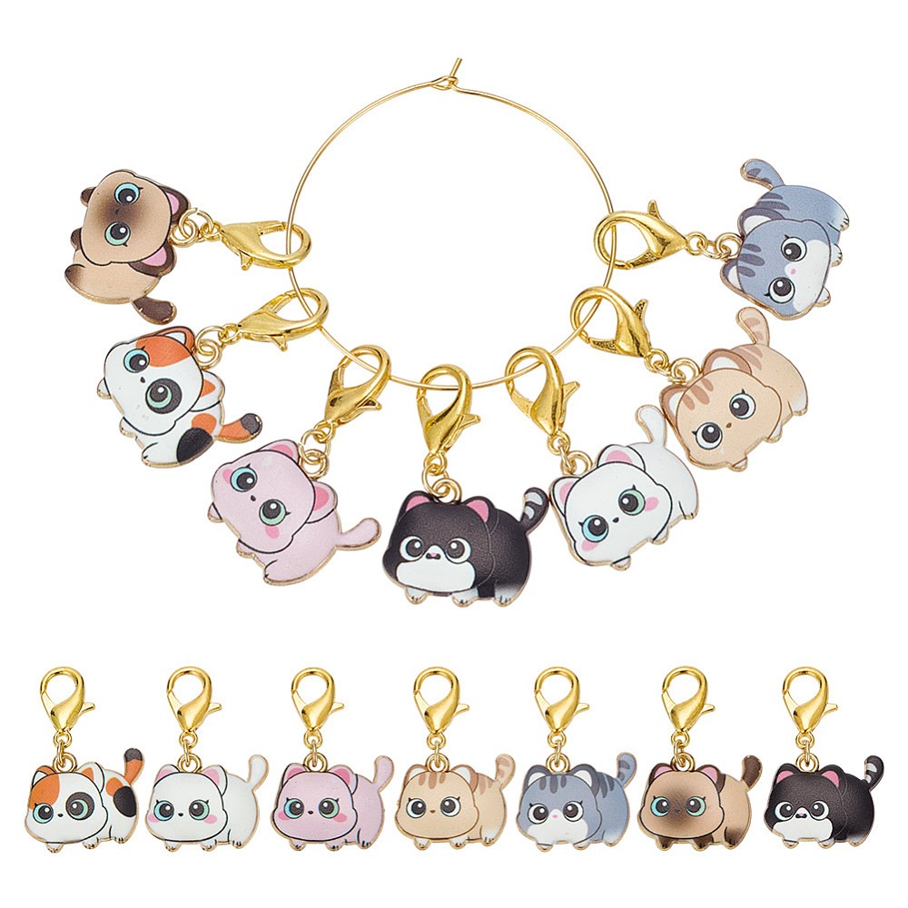 14Pcs 7 Styles Cat Alloy Ename - Embroidery Cat ulasan dan harga