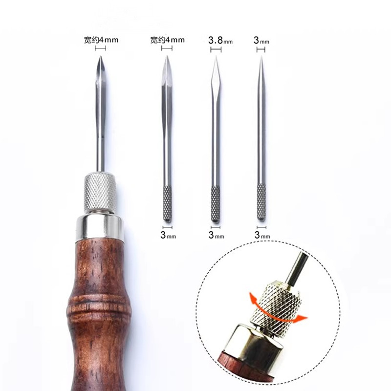 4-in-1 Leather Punch Awl Set w - Punch Needle Handle ulasan dan harga