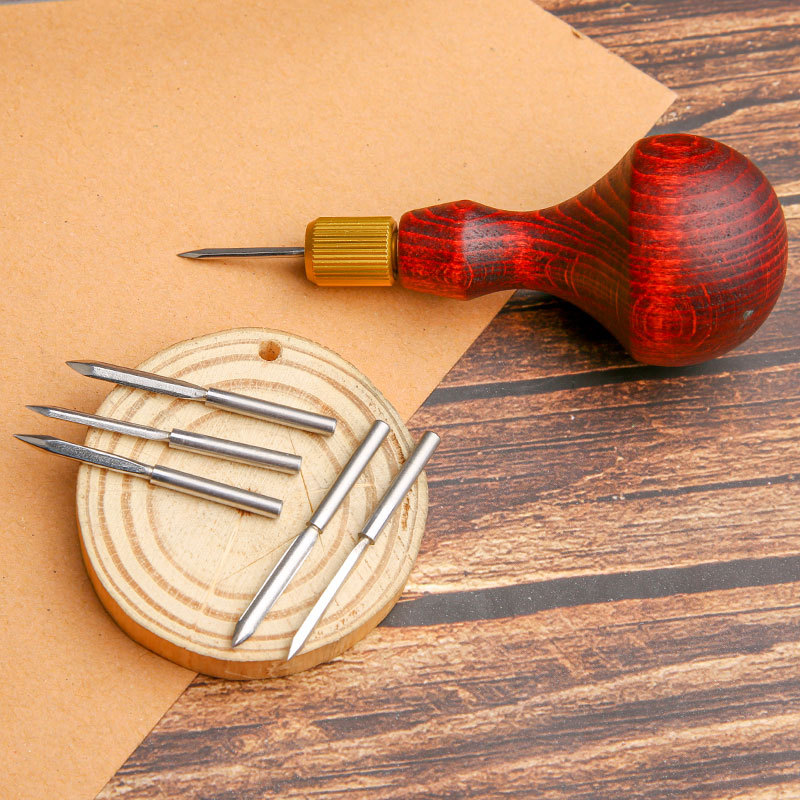 1Set DIY Leather Punch Awl Woo - Punch Needle Handle ulasan dan harga
