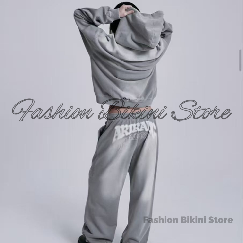 NEW Washed Grey Retro Hoodie 3 - Embroidery Jacket ulasan dan harga