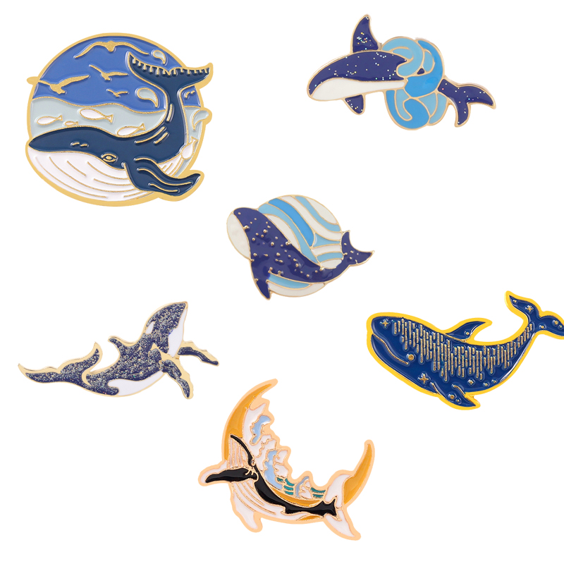 Sea Whale Series Enamel Pin Ca - Embroidery Whale ulasan dan harga