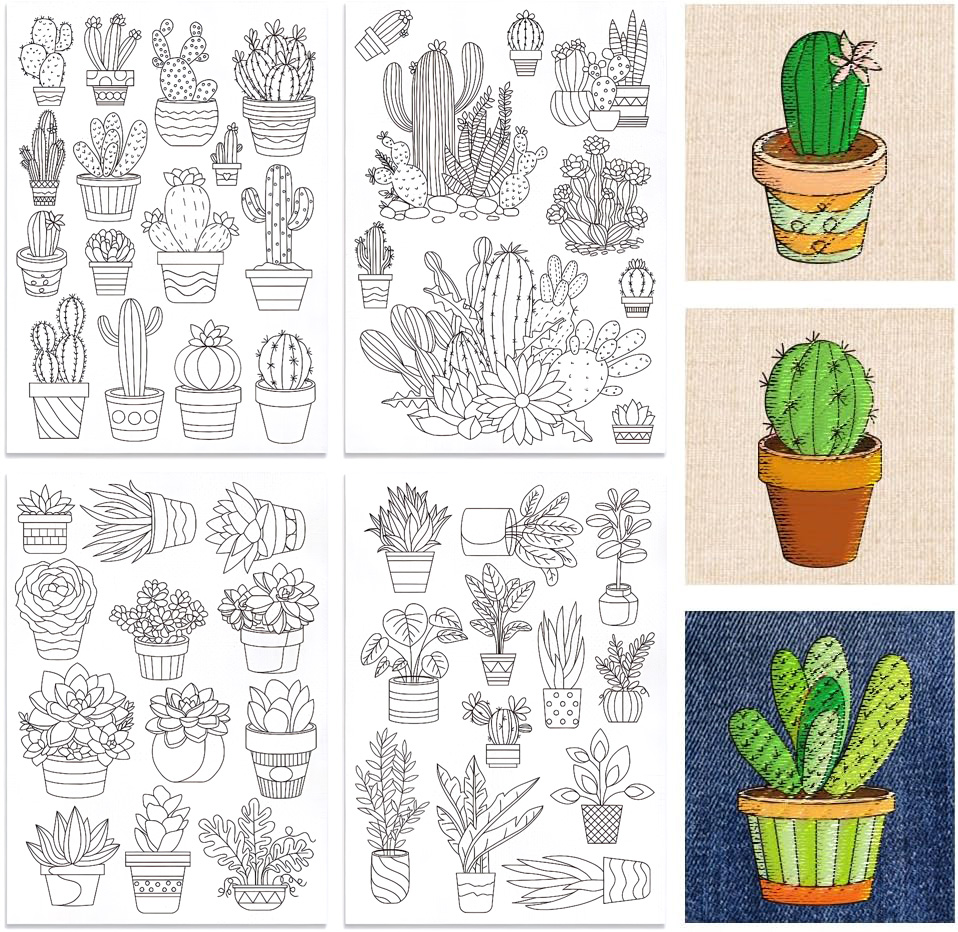 48Pcs Cactus Embroidery Self-A - Water Soluble Stabilizer ulasan dan harga