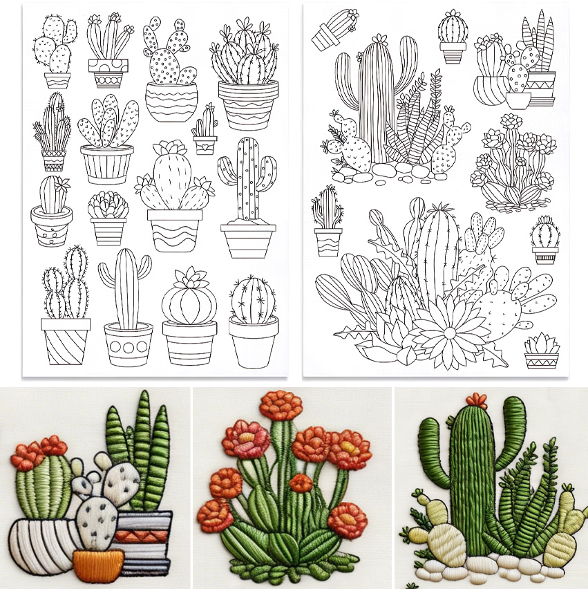 48Pcs Cactus Embroidery Self-A - Water Soluble Stabilizer ulasan dan harga