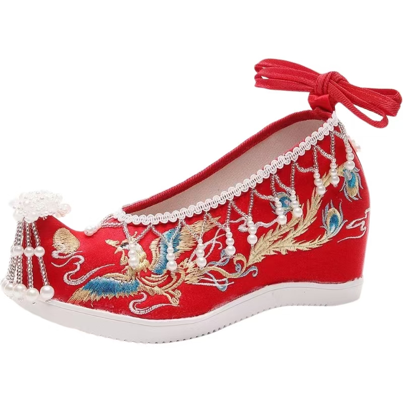 Women New Red Embroidered Wedd - Embroidery Shoes ulasan dan harga
