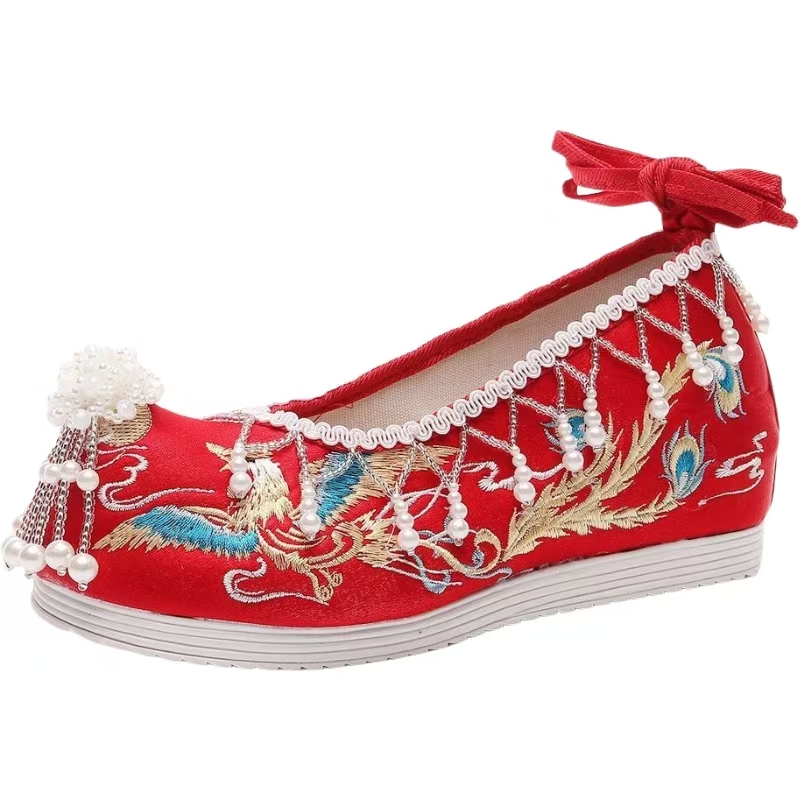 Women New Red Embroidered Wedd - Embroidery Shoes ulasan dan harga
