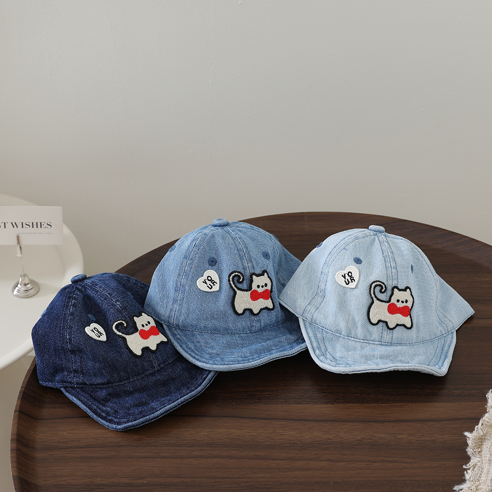 Children's washable denim soft - Embroidery Cat ulasan dan harga