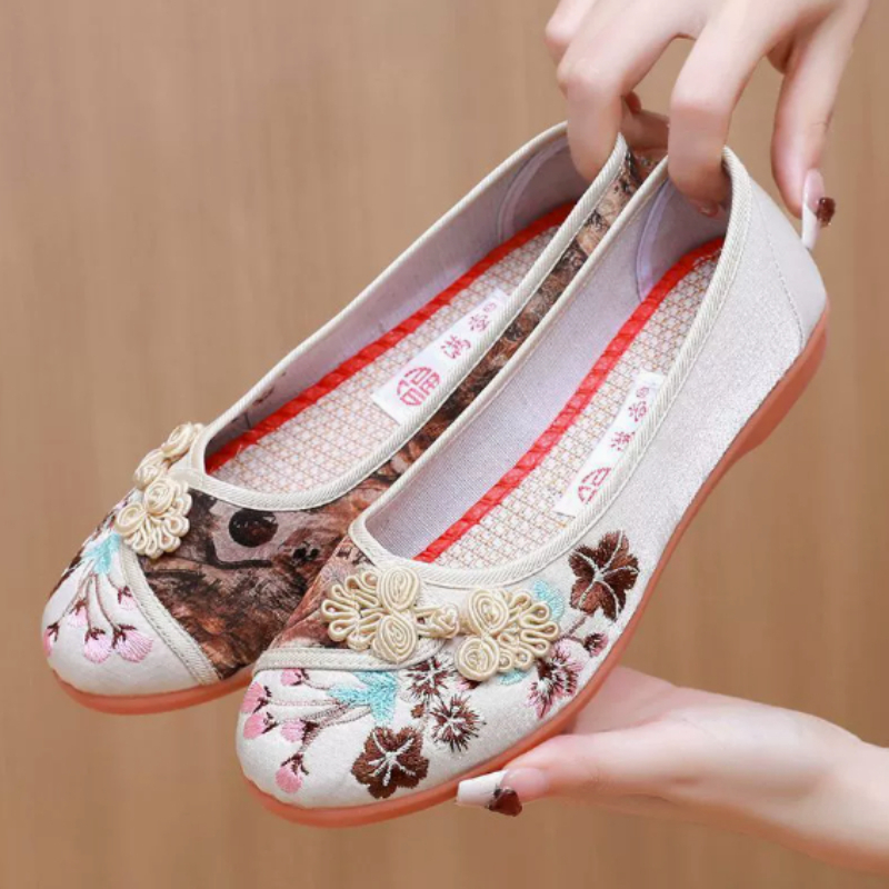 Retro Chinese Style Women Canv - Embroidery Shoes ulasan dan harga