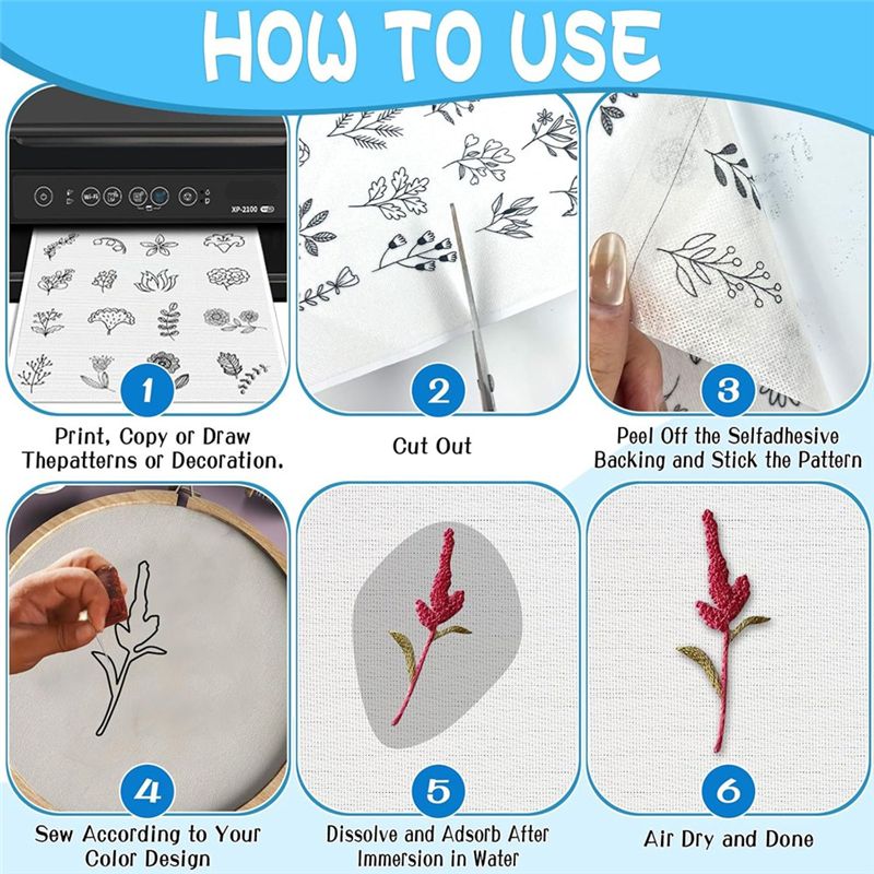 LIKE WISH 15PCS A4 Water-Solub - Water Soluble Stabilizer ulasan dan harga
