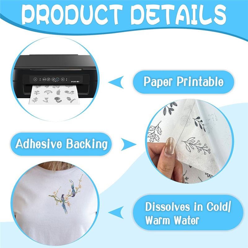LIKE WISH 15PCS A4 Water-Solub - Water Soluble Stabilizer ulasan dan harga