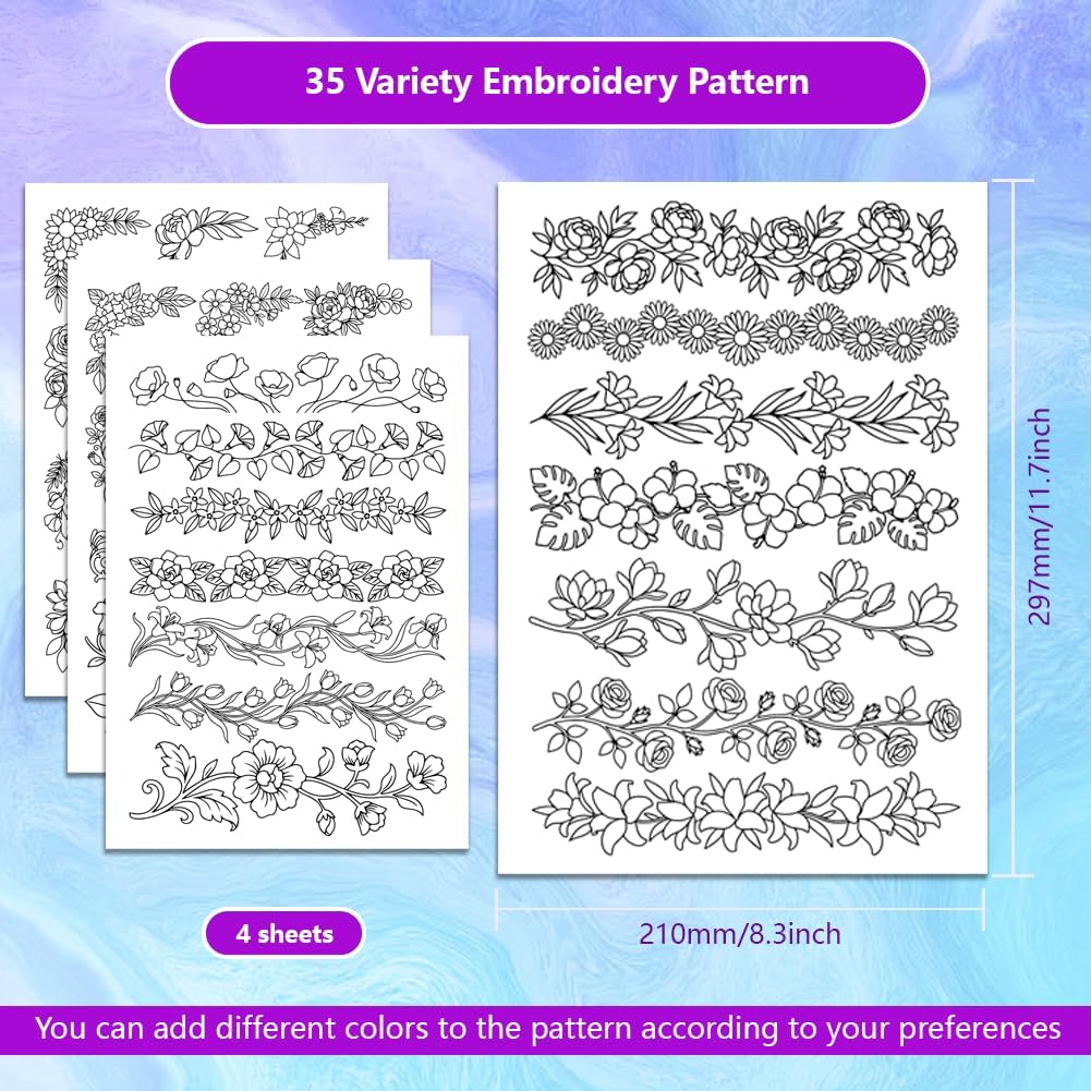 Pre-Printed Large Floral Borde - Water Soluble Stabilizer ulasan dan harga