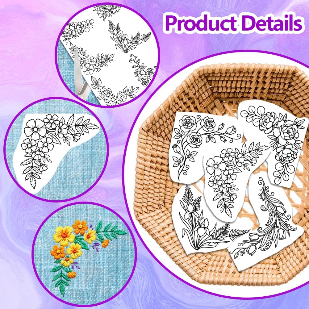 Pre-Printed Large Floral Borde - Water Soluble Stabilizer ulasan dan harga